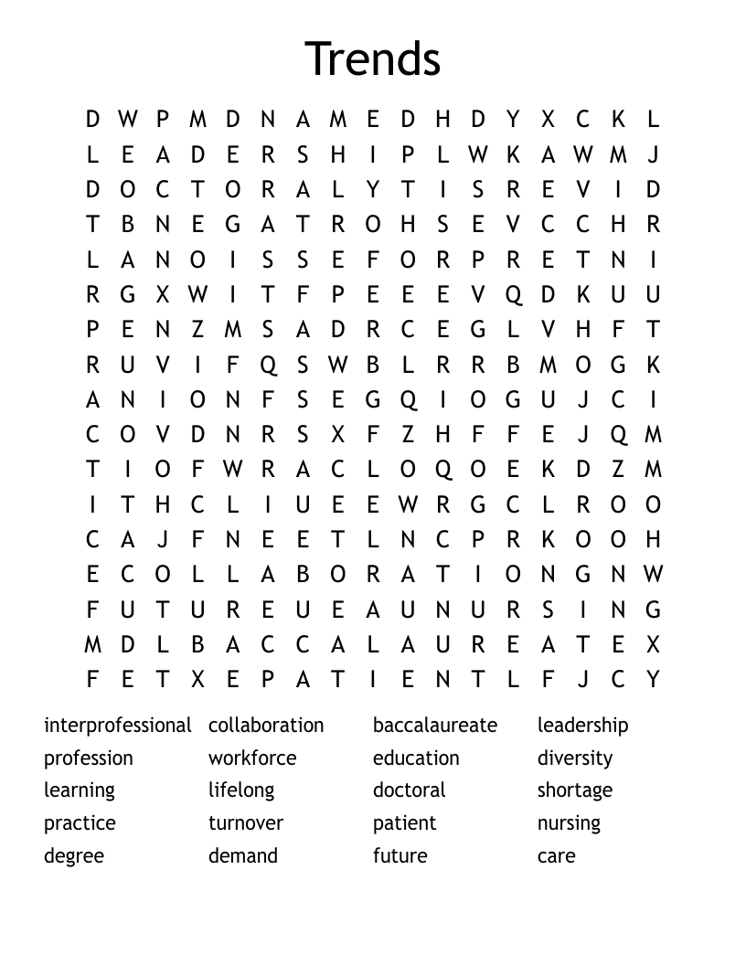 Trends Word Search