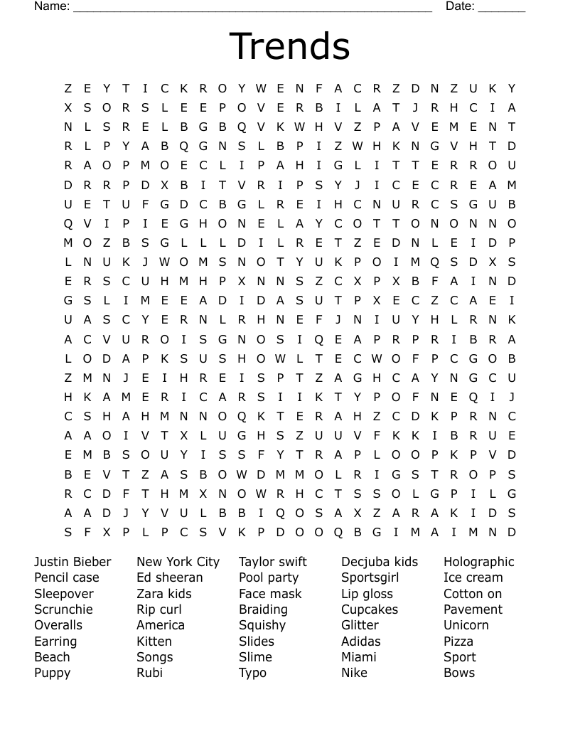Trends Word Search