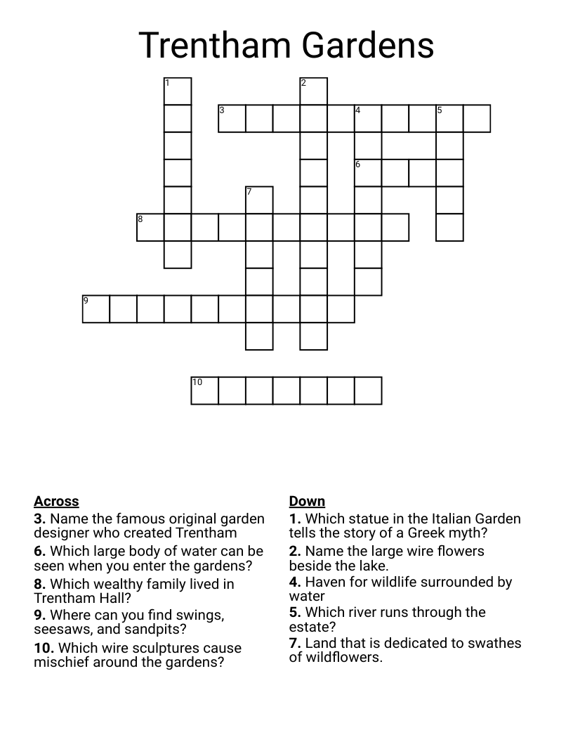 Trentham Gardens Crossword