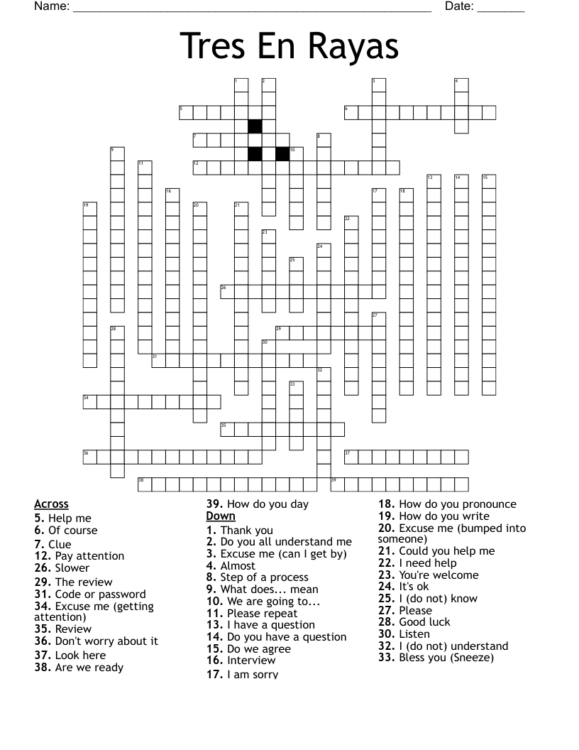 Tres En Rayas Crossword