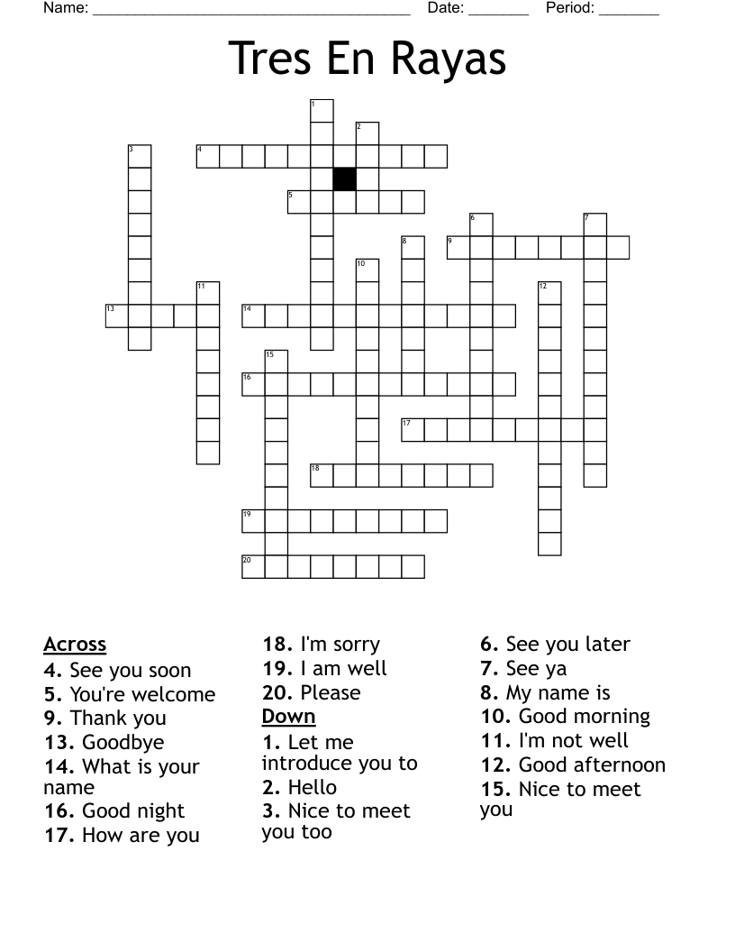Tres En Rayas Crossword