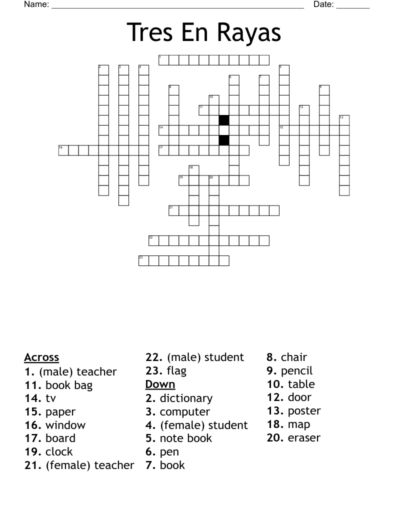 Tres En Rayas Crossword