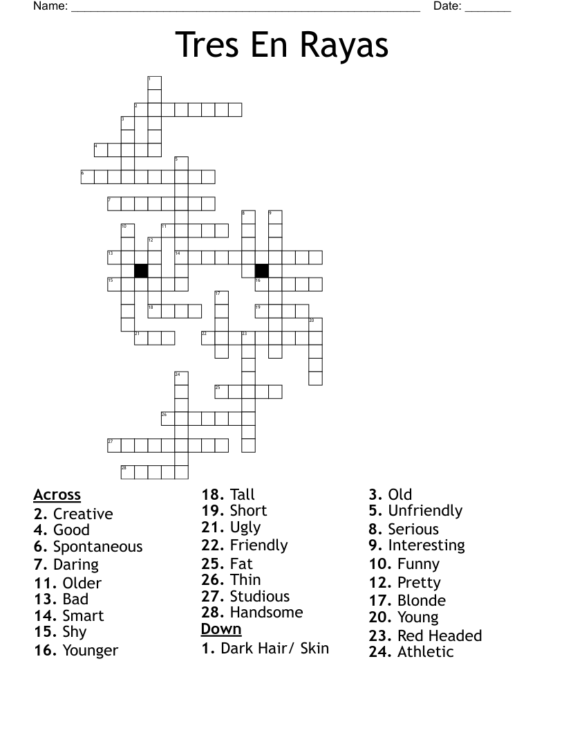 Tres En Rayas Crossword