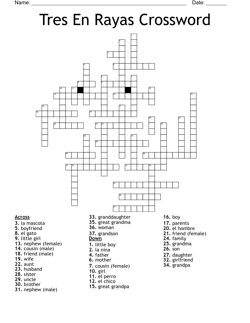 Tres En Rayas Crossword