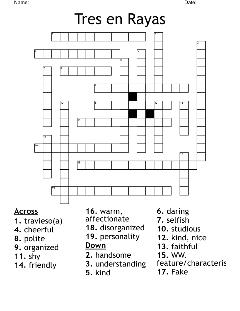 Tres en Rayas Crossword