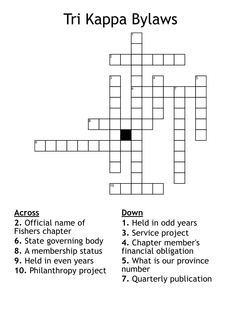 Tri Kappa Bylaws Crossword