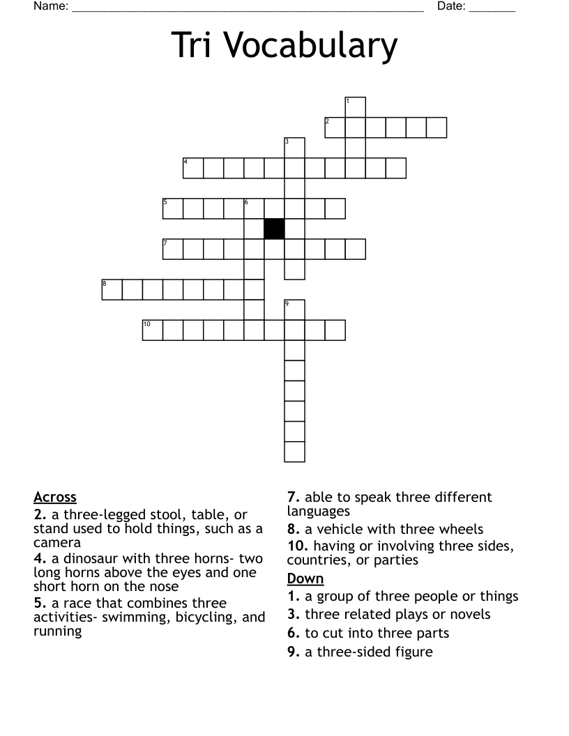 Tri Vocabulary Crossword