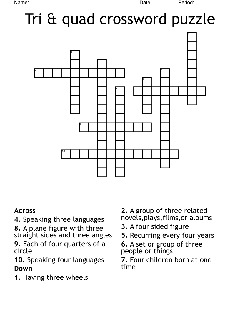 Tri & quad crossword puzzle