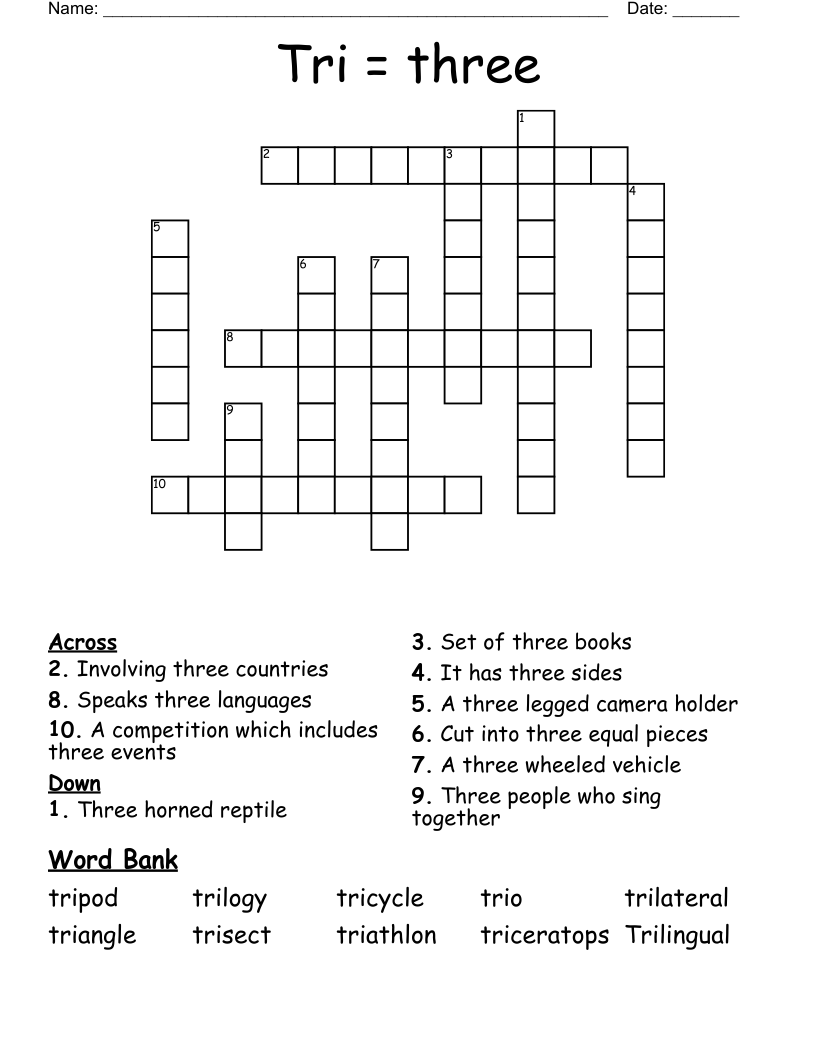 Tri = three Crossword