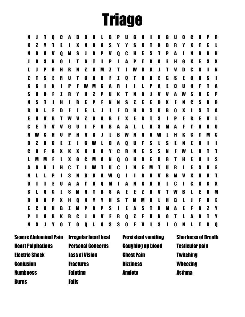 Triage  Word Search