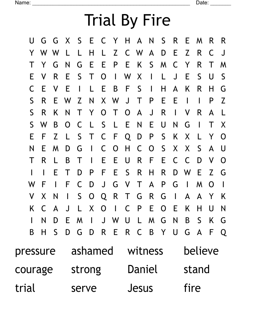 Trial By Fire Word Search