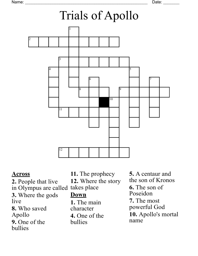 Trials of Apollo Crossword