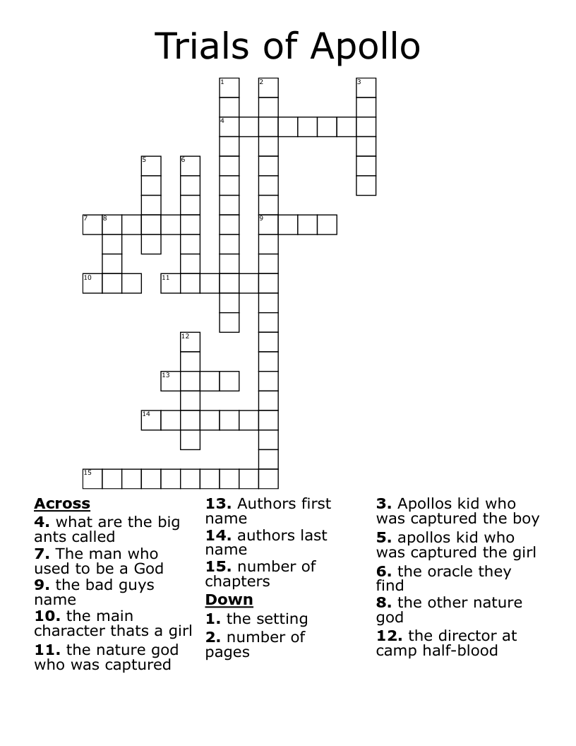 Trials of Apollo Crossword