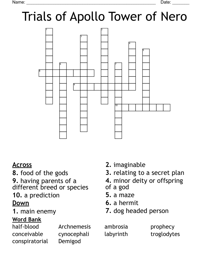 Trials of Apollo Tower of Nero Crossword