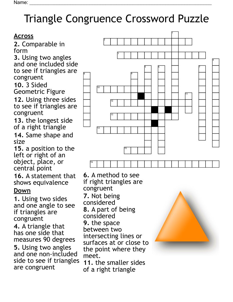 Triangle Congruence Crossword Puzzle