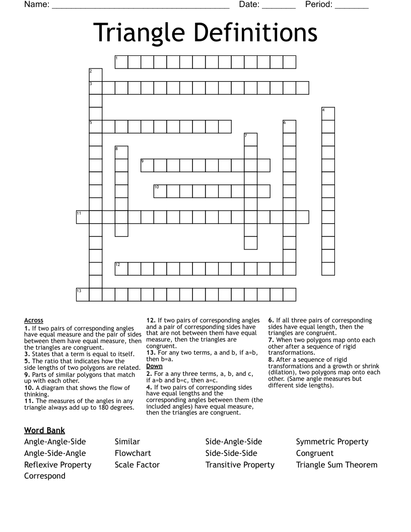 Triangle Definitions Crossword
