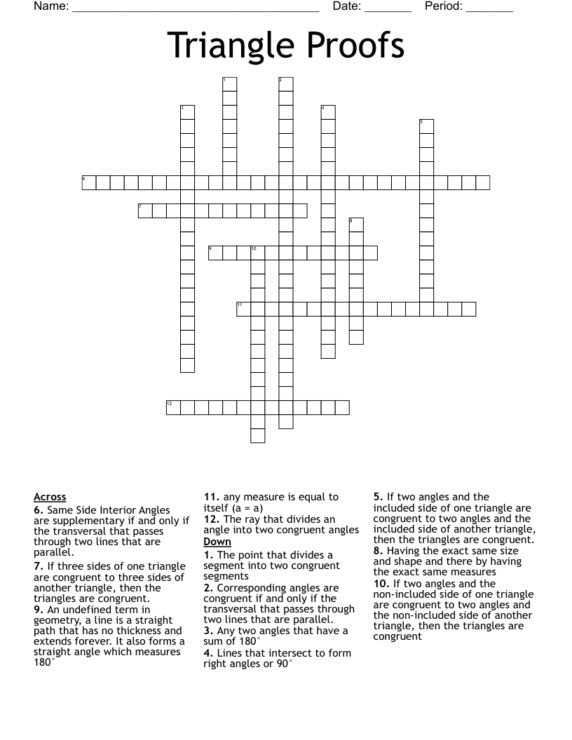 Triangle Proofs Crossword
