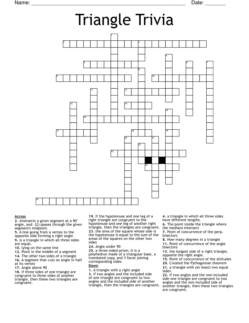 Triangle Trivia Crossword