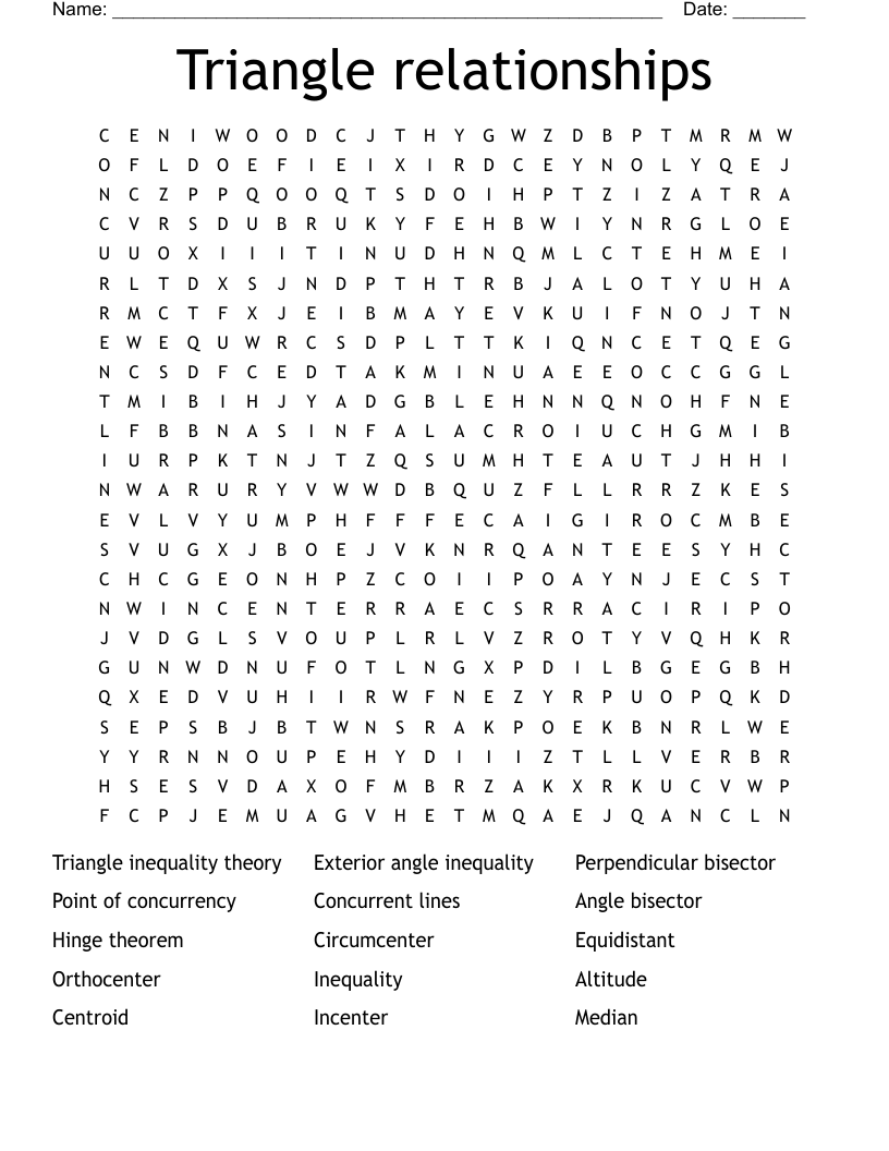 Triangle relationships  Word Search