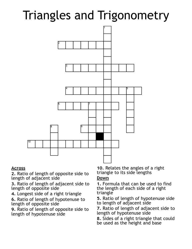 Triangles and Trigonometry Crossword