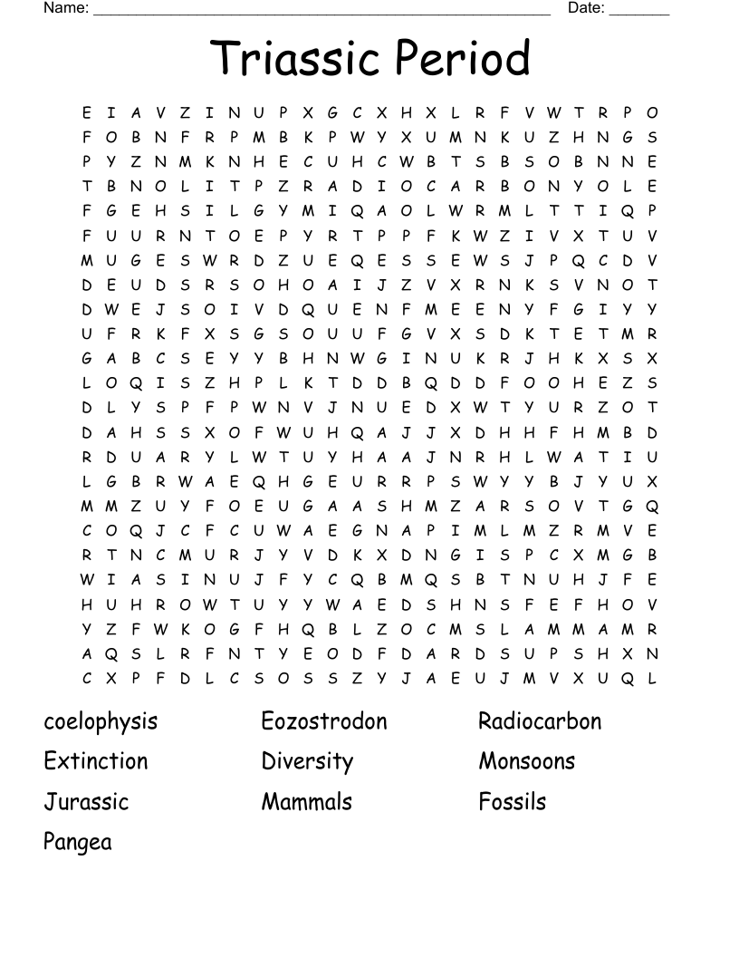 Triassic Period Word Search