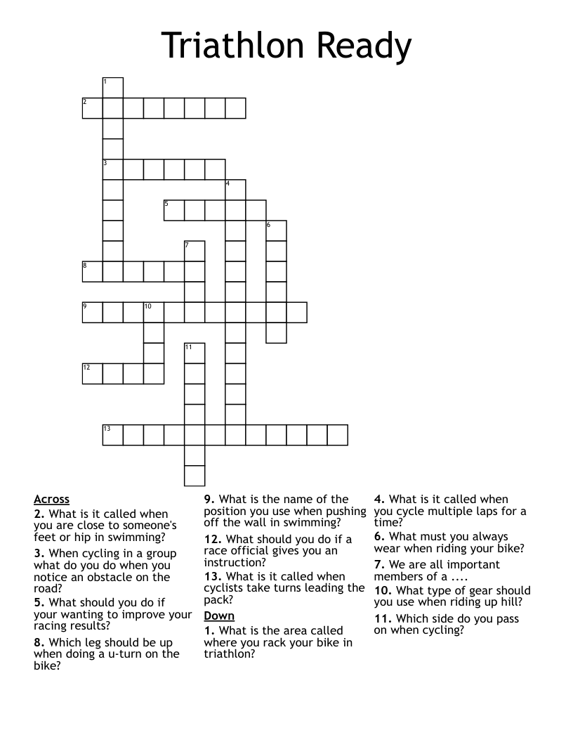 Triathlon Ready Crossword