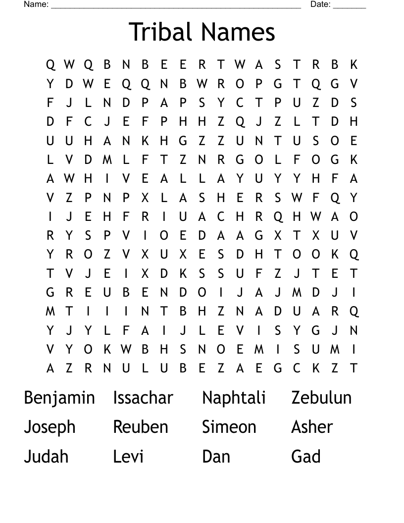 Tribal Names Word Search