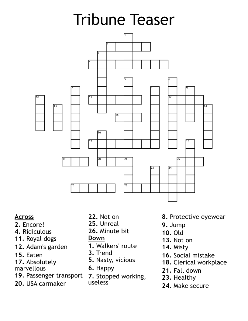 Tribune Teaser Crossword