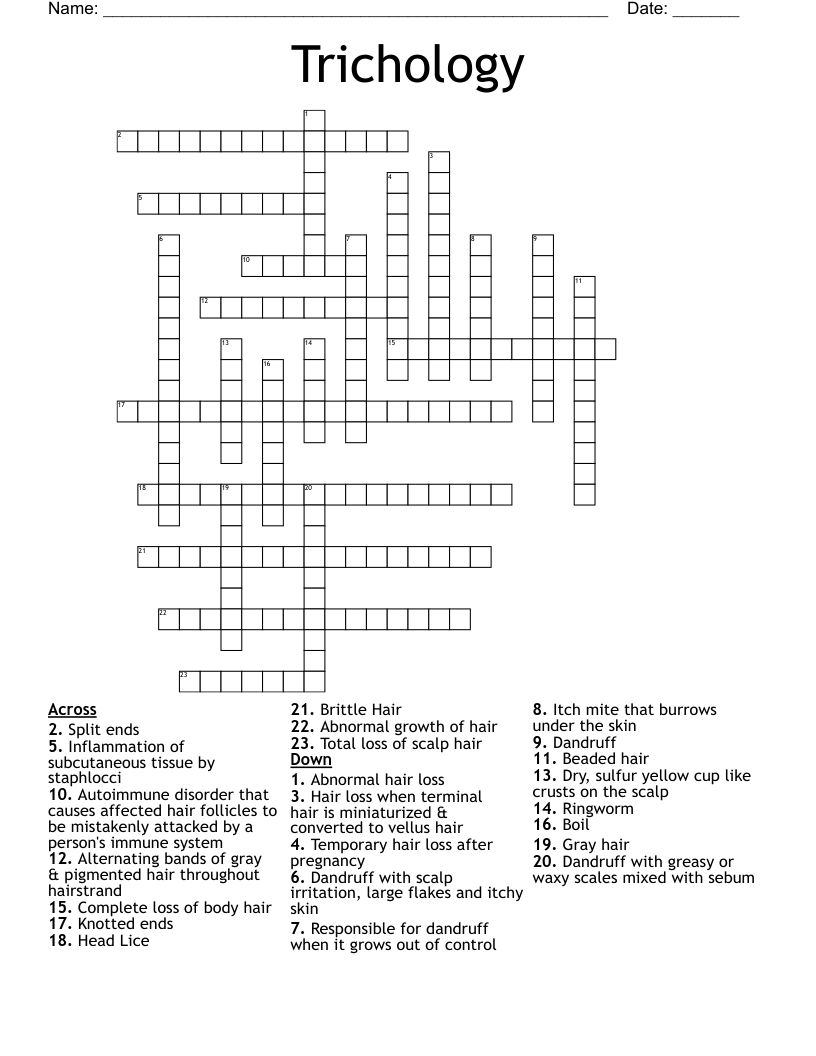 Trichology Crossword
