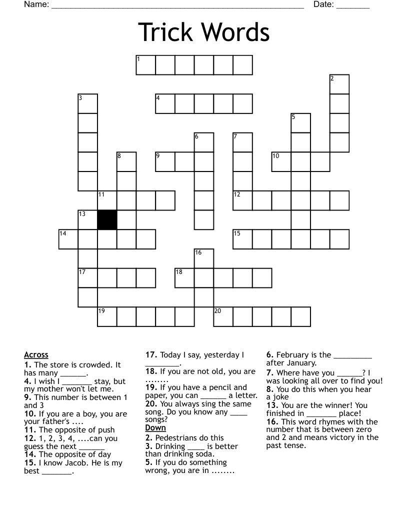 Trick Words Crossword