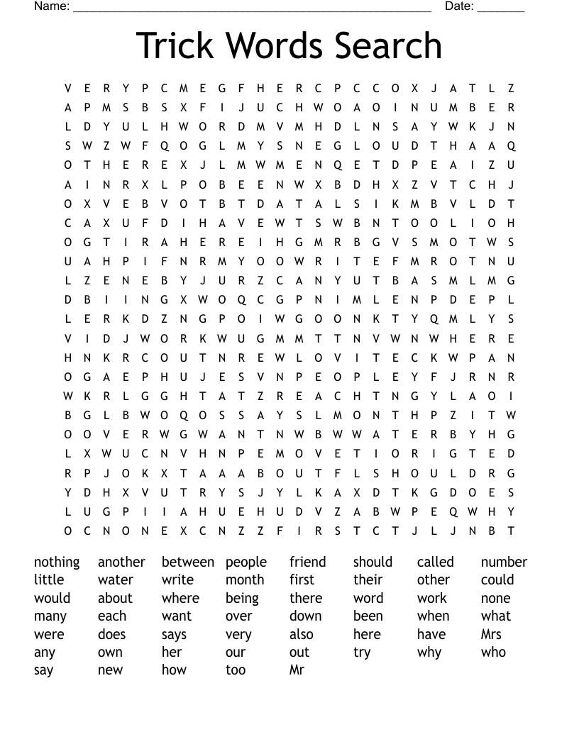 Trick Words Search Word Search