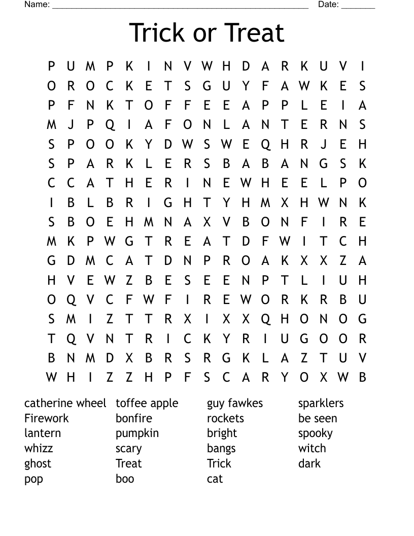 Trick or Treat Word Search