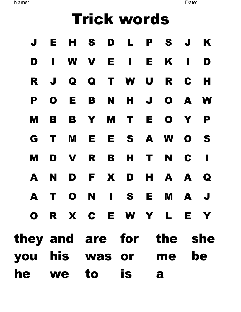 Trick words Word Search
