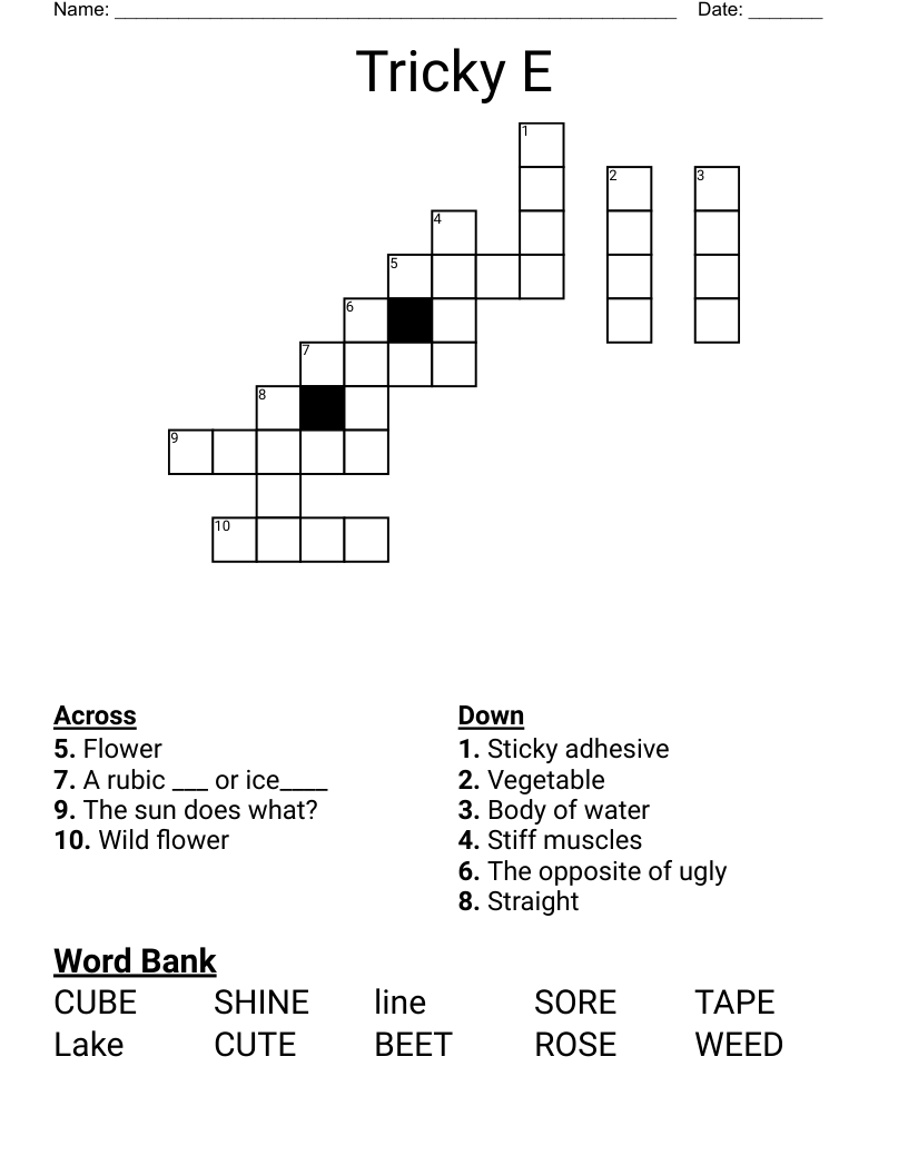 Tricky E Crossword