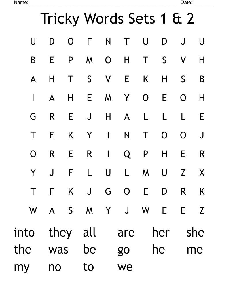 Tricky Words Sets 1 & 2 Word Search
