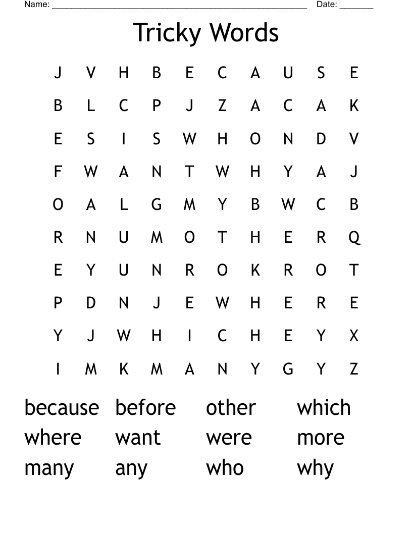 Tricky Words  Word Search