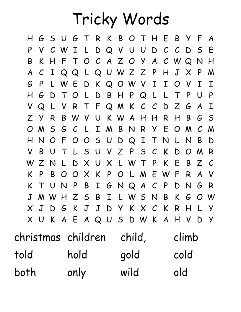 Tricky Words  Word Search