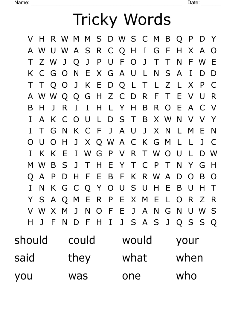 Tricky Words  Word Search