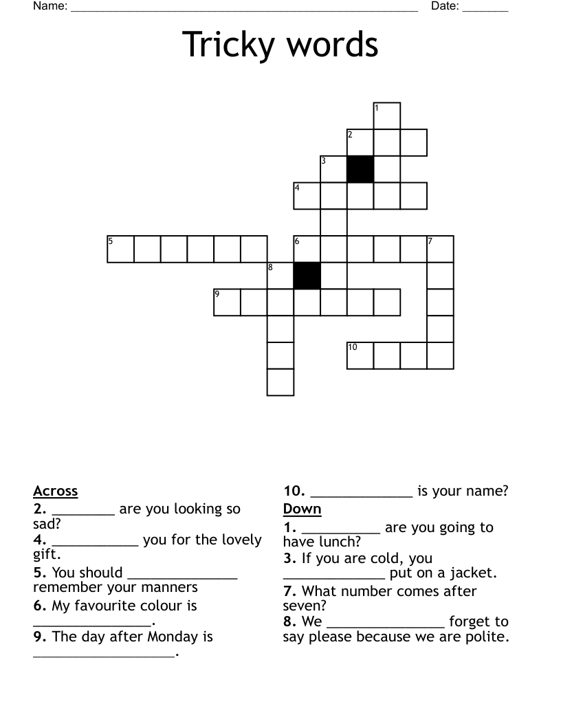 Tricky words Crossword