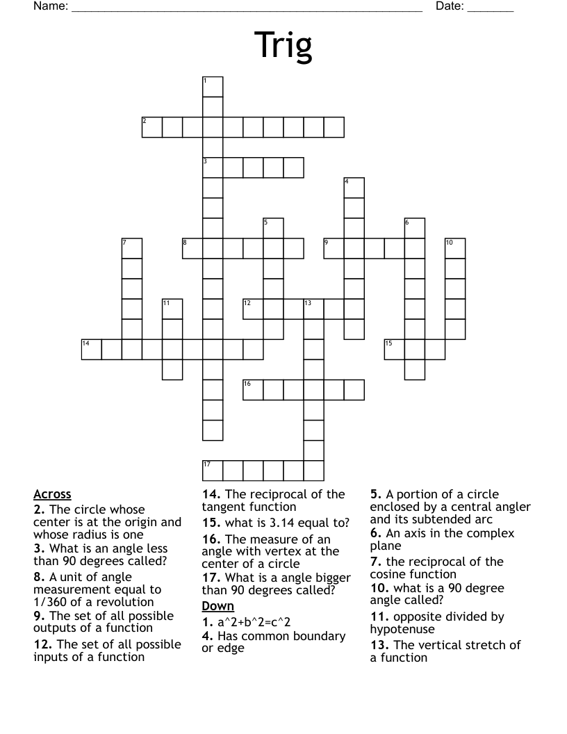 Trig Crossword