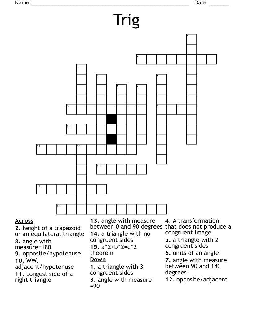 Trig Crossword