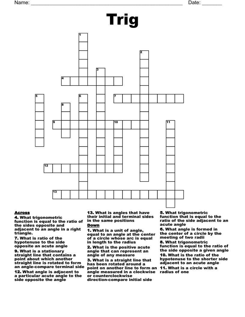 Trig Crossword