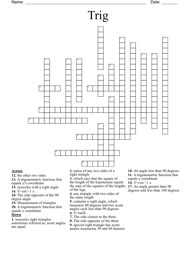 Trig  Crossword
