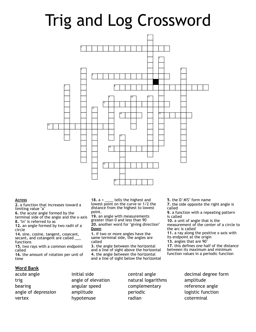 Trig and Log Crossword