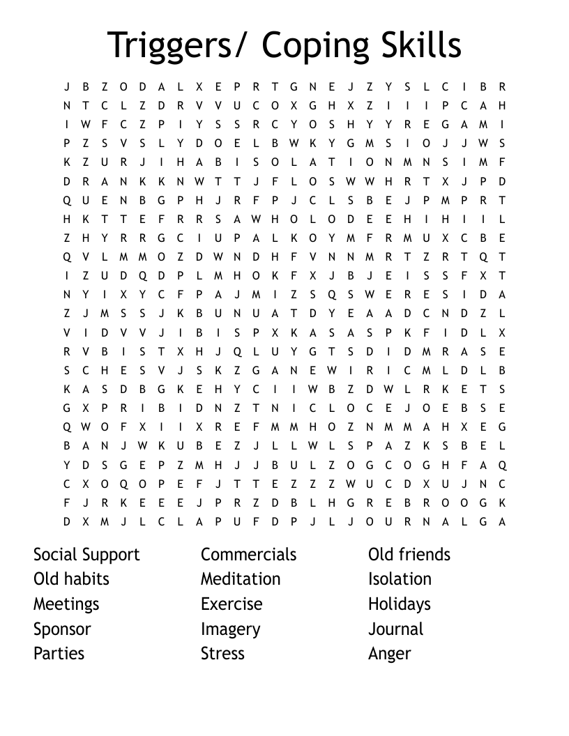 Triggers/ Coping Skills Word Search