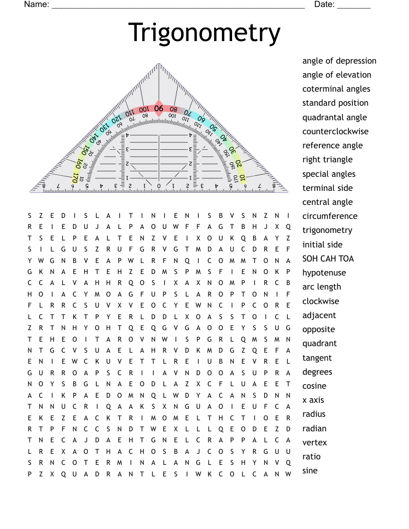 Trigonometry Word Search