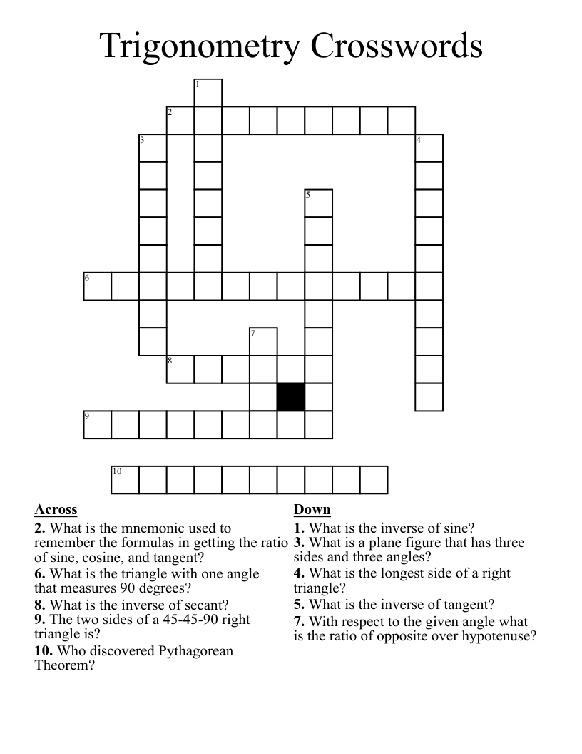 Trigonometry Crosswords