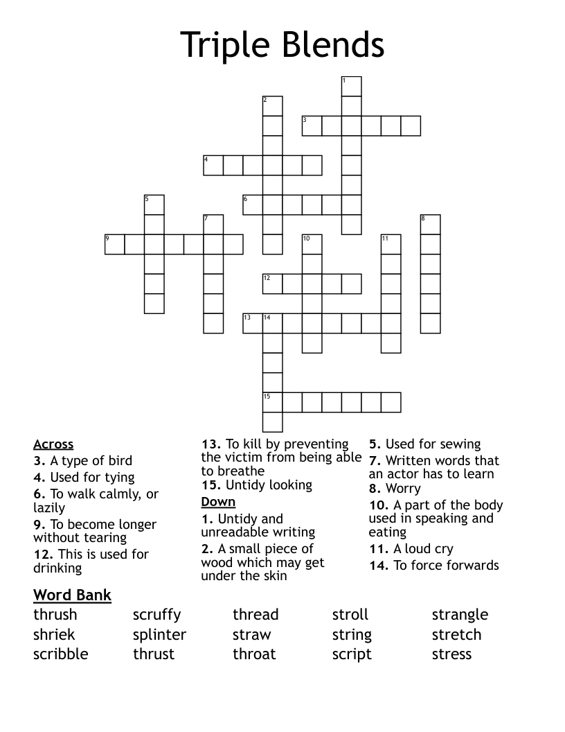 Triple Blends Crossword