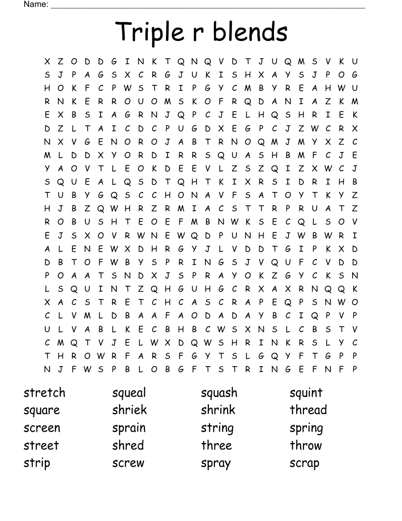 Triple r blends Word Search
