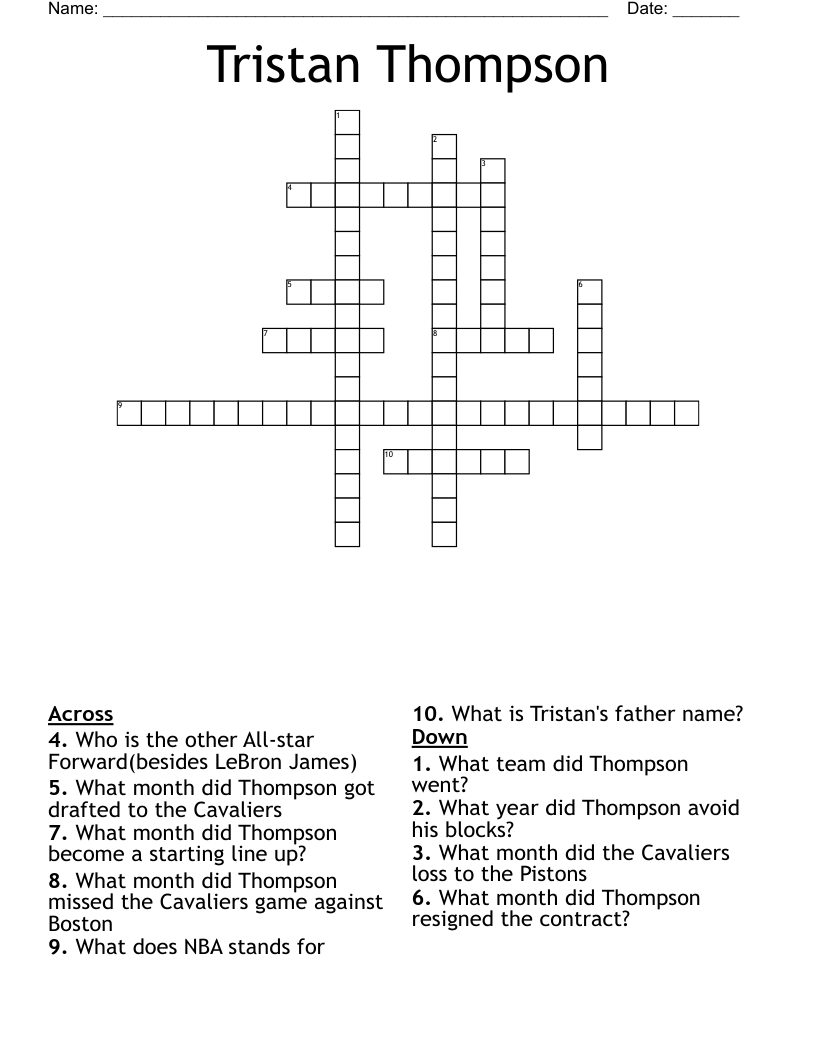 Tristan Thompson Crossword